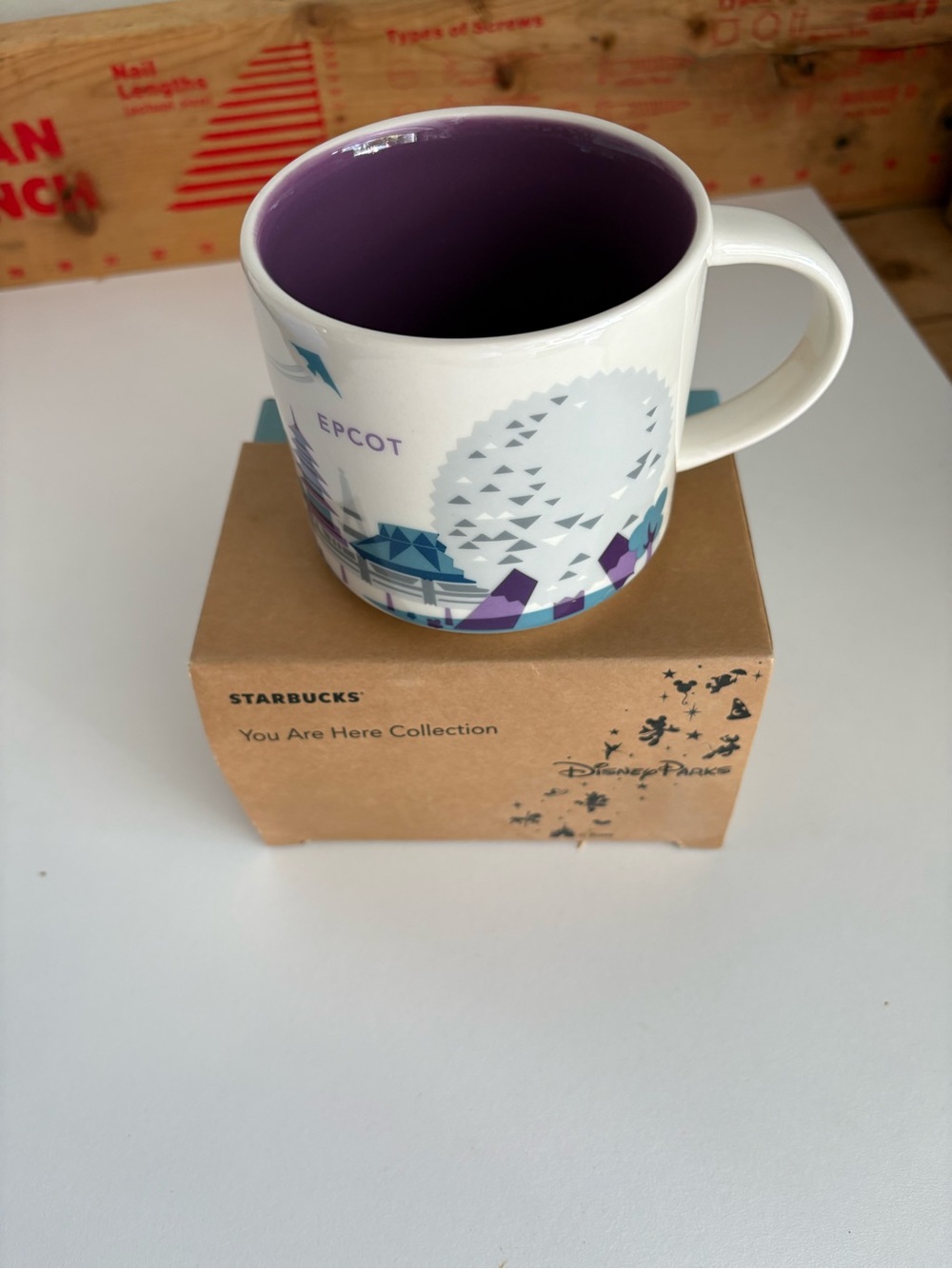 Starbucks EPCOT Mug - White Exterior with Purple Interior